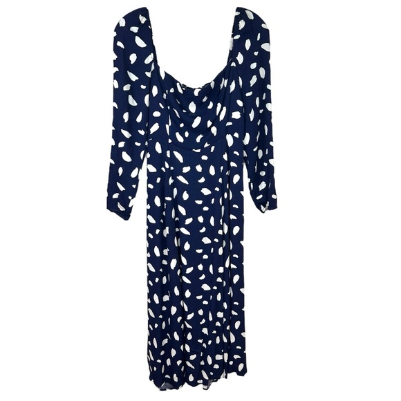 Reformation - Women’s ‘Sigmund’ Midi Dress in Splatter Print - Navy Blue, Size 2 - Picture 3 of 17